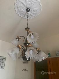 Lampadario 8 luci vetro a fiore
