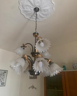 Lampadario 8 luci vetro a fiore