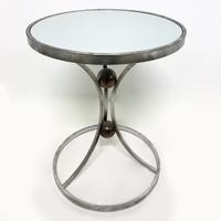 Tavolino tondo - acciaio e piano specchiato