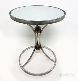 Tavolino tondo - acciaio e piano specchiato