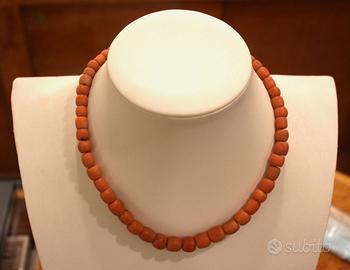 Collana CORALLO NATURALE cm. 43 fermaglio pl. oro
