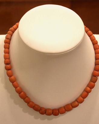 Collana CORALLO NATURALE cm. 43 fermaglio pl. oro