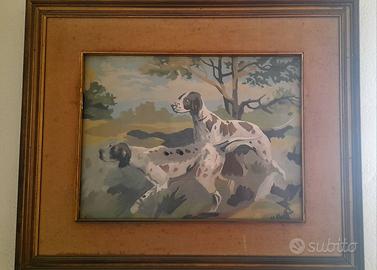 Cani da caccia: quadro a olio di Ugo Buffa