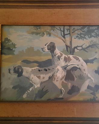 Cani da caccia: quadro a olio di Ugo Buffa