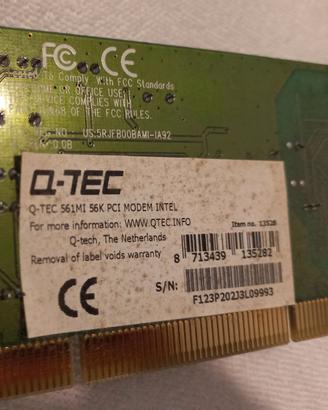 Scheda di rete Q-TEC 561 MI 56k PCI Modem Intel