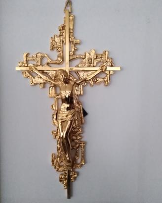 Crocifisso di Gesù di ottone placcato oro