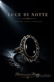 Vintage anello argento marcasiti onice anni 50