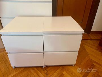 Coppia Comodini IKEA MALM Bianchi