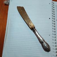 coltello per dolce con manico in lamina di argento