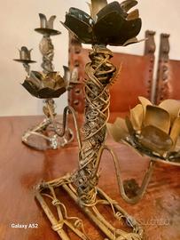  candelabri in ferro battuto lavorati a mano 