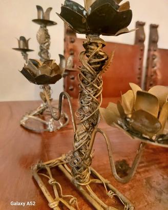  candelabri in ferro battuto lavorati a mano 