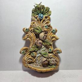 Vecchia acquasantiera Maiolica Caltagirone '900