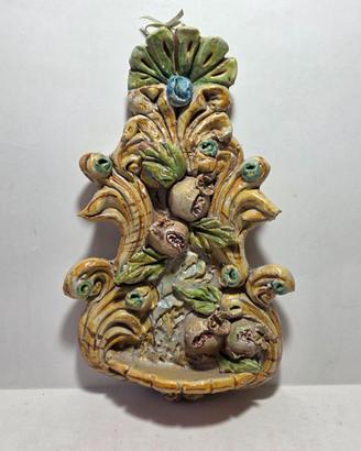 Vecchia acquasantiera Maiolica Caltagirone '900
