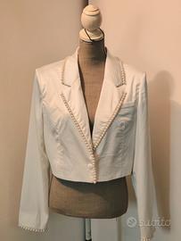 Blazer Corto Extro & Vert Bianco Raso con Perle 
L