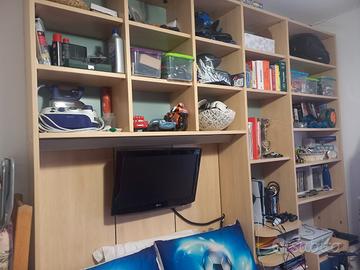 libreria + letto una piazza e mezza +  materasso