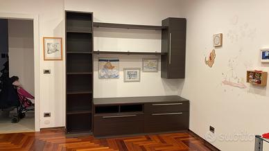 Parete attrezzata soggiorno marrone scuro