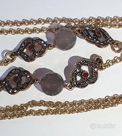 Collana antica strass e pietre amaranto Rosa Pepe