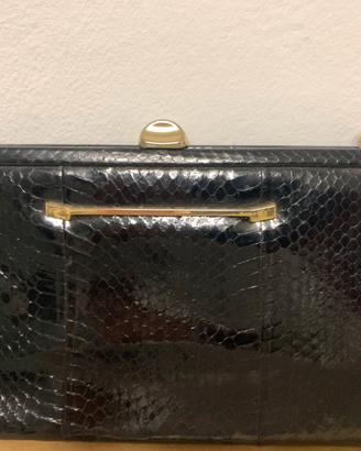 Borsa da Sera Vintage in Vera Pelle Esotica Nera