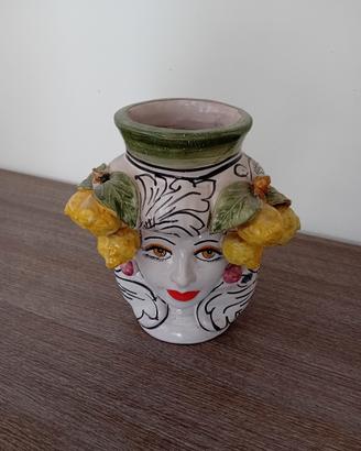 Vaso in ceramica testa di moro
