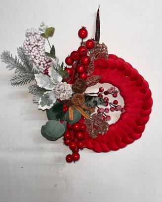 Ghirlanda Natalizia Rossa in Velluto con bacche