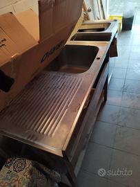 lavandino in acciaio 120 x 70 con una vasca