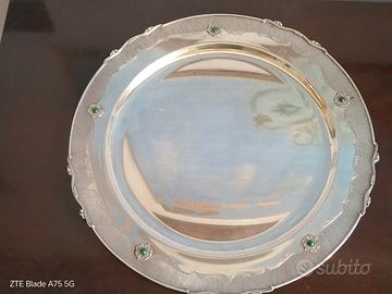Grande vassoio in argento e pietre dure CALDERONI