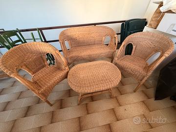 Salottino in rattan anni sessanta