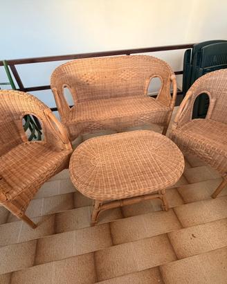 Salottino in rattan anni sessanta