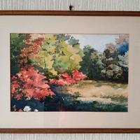 Dipinto ad acquerello paesaggio autunnale