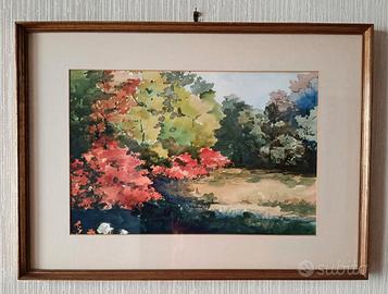 Dipinto ad acquerello paesaggio autunnale