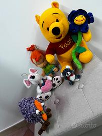 Lotto di 6 peluche vari