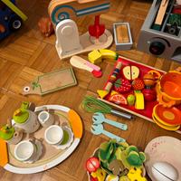 accessori cucina gioco legno feltro metallo