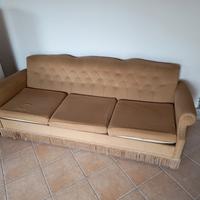 Divano-letto capitonné, anni 70 in velluto beige
