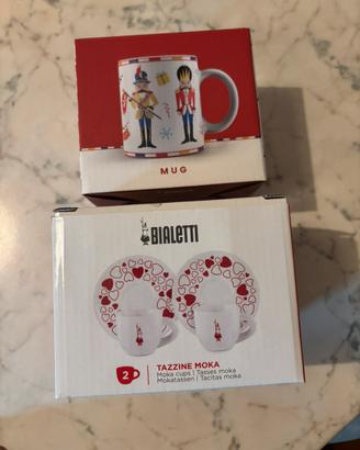 2 tazzine da caffè e una mug Bialetti