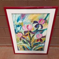 Dipinto olio su tela orchidee di Mara Azzarà 1987