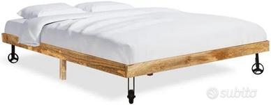 Letto matrimoniale industrial con ruote