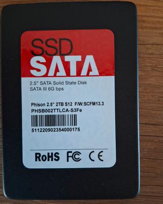 Hard disk 2TB 2.5" Sata nuovi
