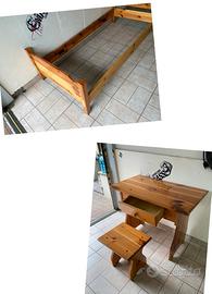 Letto+ scrivania in legno massello Dolomite