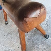 Panca legno e cuoio vintage