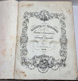 Libro Antico Gazzetta Dei Tribunali A. 4° + Indice