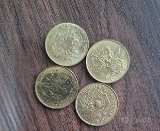 Quattro monete da duecento lire commemorative