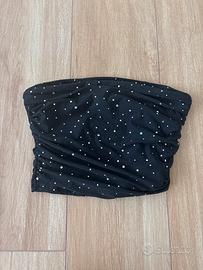 top nero glitterato