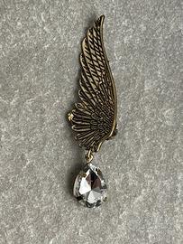 Orecchino singolo a clip Ala di Angelo con goccia