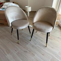 Set sedie da pranzo beige in velluto (X6)