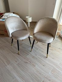 Set sedie da pranzo beige in velluto (X6)
