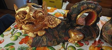 Coppia di Cani Cinesi decorati a mano