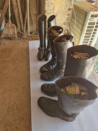 stivali in pelle nera rievocazioni 