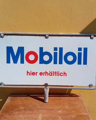 Insegna Tabella Smaltata Mobiloil Bifacciale