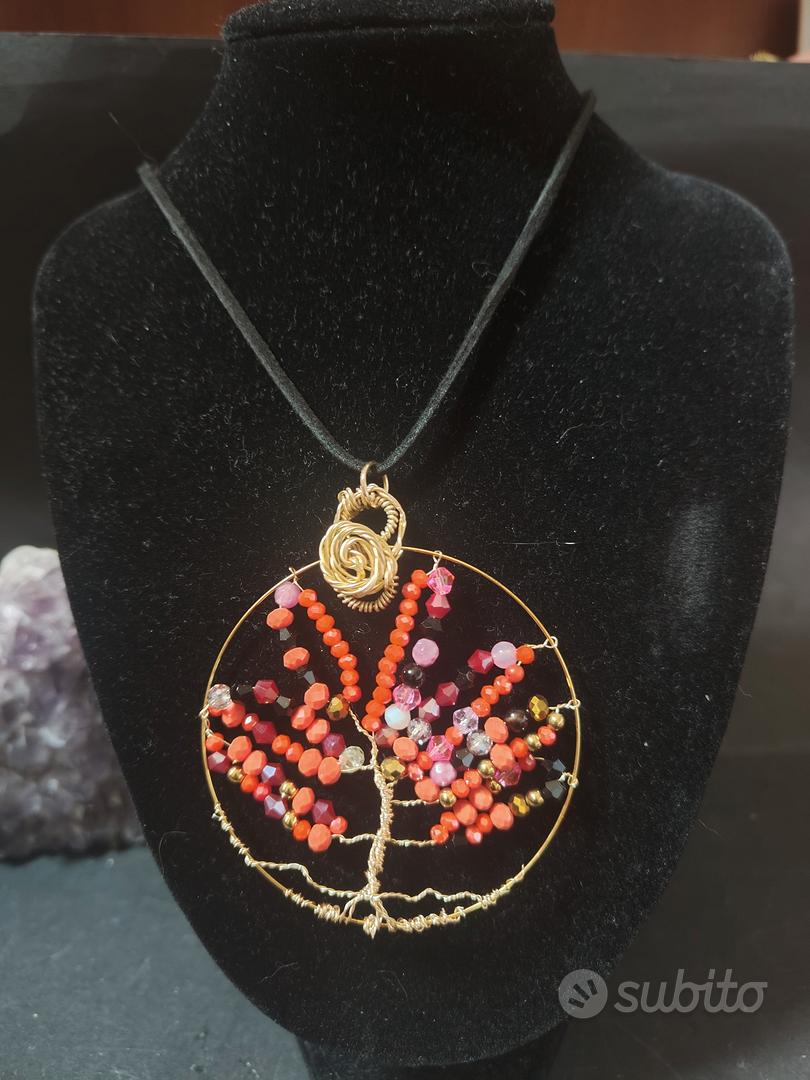 Avalaya Ciondolo Rotondo In Vetro Con Albero Della Vita Multicolore – Gioiello Artigianale Con Cordino Nero Regolabile, 42 Cm, Placcato Argento - 2