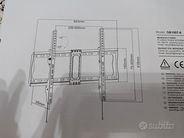Staffa TV Grifema nuova fino a 75" max 600x400